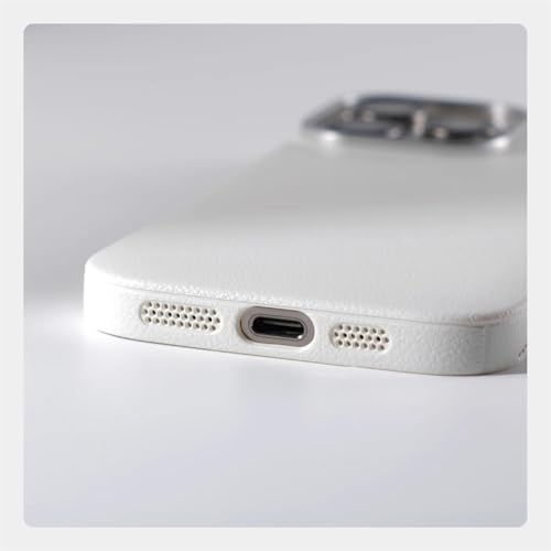 Coque rigide litchi sans cadre pour iPhone 14 cyan ultra fine
