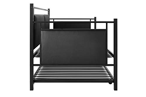 Dhp Astoria Metal And Upholstered Daybed/Sofa Bed With Included Trundle, Twin Size Frame, Black #TOP5