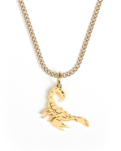 UNSHINEBAR Chaîne Scorpion avec pendentif pour hommes et femmes - Collier cubain de style streetwear avec pendentif du signe astrologique Scorpion en acier inoxydable...