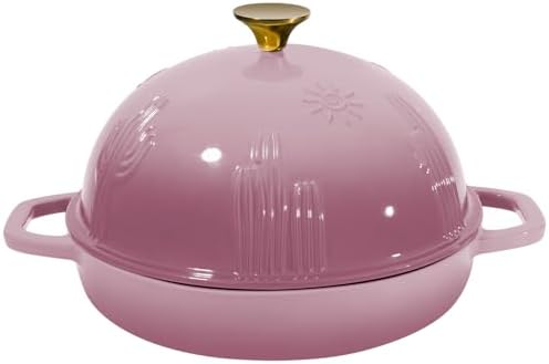 Bread Oven Cast Iron Bread Dutch Oven with Cloche Lid for Bread Baking BerryPink Enameled Cast Iron Bread Oven with Dome Lid for Sourdough 5 qt
