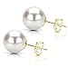 14K Yellow Gold 10-10.5mm White Freshwater Cultured Pearl Stud Earrings