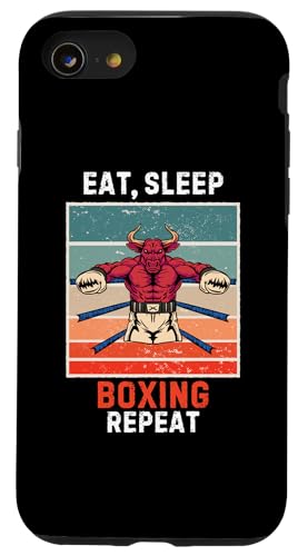 iPhone SE (2020) / 7 / 8 Retro Bull Eat, Sleep Boxing Repeat Vintage Grunge Boxing Case