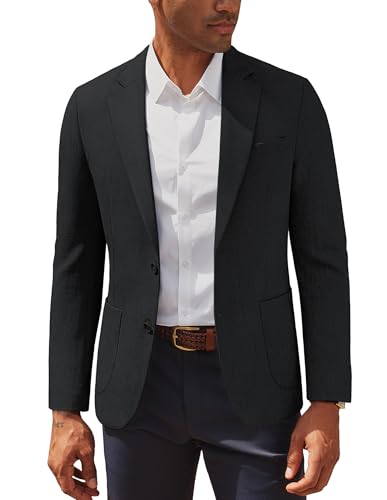 PJ PAUL JONES Mens Blazer Smart Casual One Button Casual Sports Coats Regular Fit Black XL