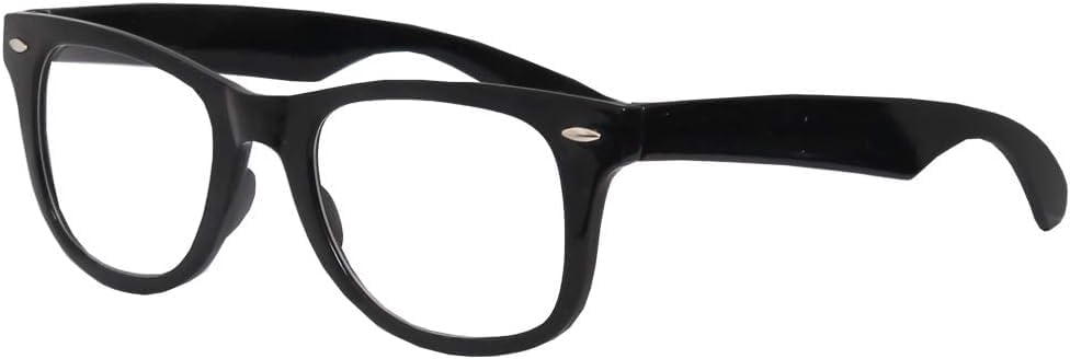 Geek Glasses Fancy Dress Accessory Black Frame Glasses Clear Lens Unisex School Nerd Club Wear Retro Style Bulk Wholesale (Pack Size 6)