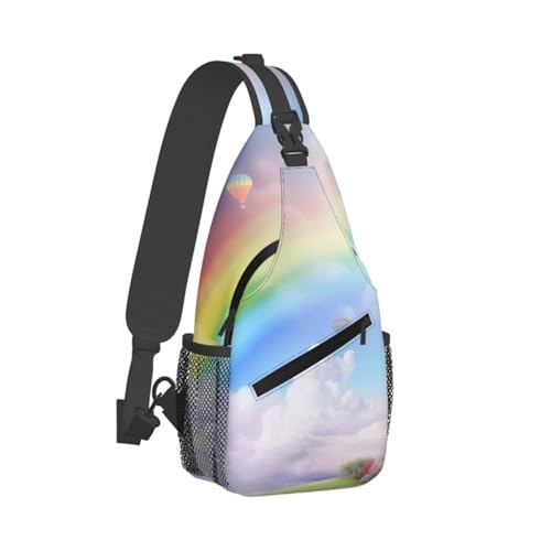 Mochila de Pecho Dreamy Rainbow Negra para Hombre y Mujer miniatura 2