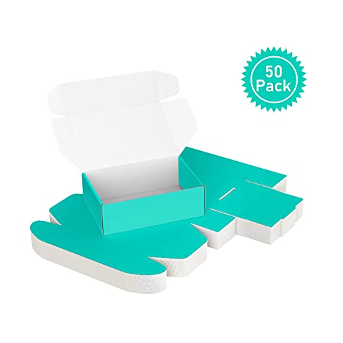 Image of 50 Pack 4 inchx6 inchx2 inch Shipping Boxes, Corrugated Cardboard Small Box Mailer, Shipping Boxes for Small Business for Gift Packing- TONESPAC (4 inchx6 inchx2 inch, Teal)