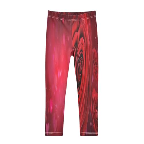 Bolaz Toddler Girls Leggings Printed Yoga Pants Leggings Red Rose with Heart for Kids