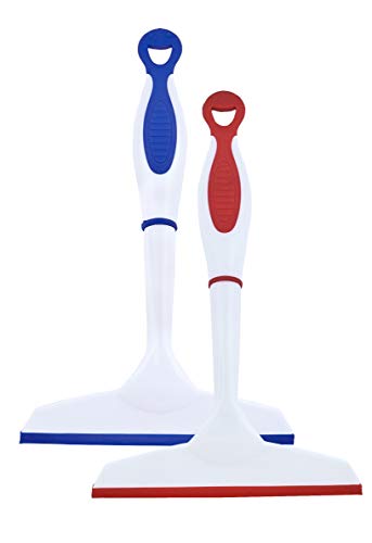 Image of Superio Rubber Squeegee, 2 Pack, Streak Free All Purpose Window Squeegee, Comfort Grip Handle and Hanging Hook (Blue- Red, 6 Inch- 2 Pack)