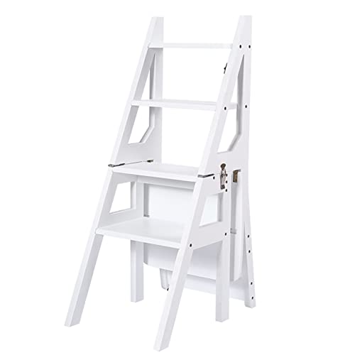 Escalera de 4 escalones con diseño de doble propósito en madera maciza 2