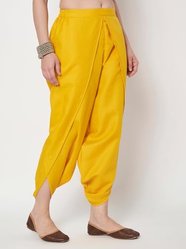 Image of 9rasa Women's Cotton Solid Harem Dhoti Pants for Casual FusionWear Workwear