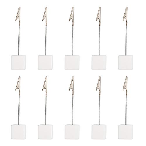 10pcs Table Number Holder Name Place Card Holder Memo Clip Holder Stand Note Holder Pictures Card Paper Menu Clip (White)