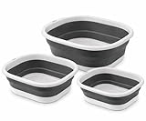 3 Unidades Palanganas Plegables 24'5cm, lavabos Plegables de Silicona. Pack de palanganas Plegables de Silicona.