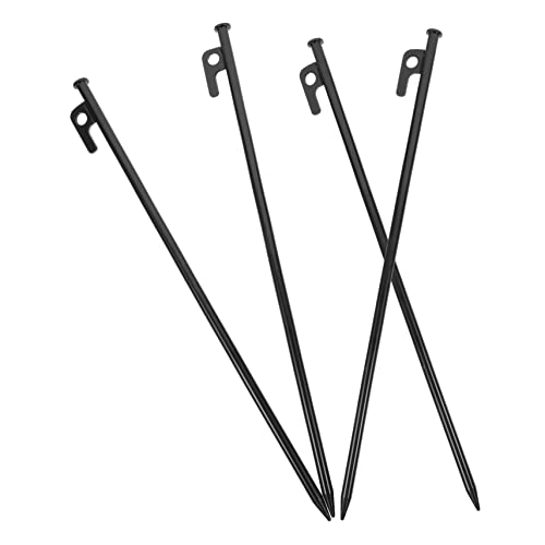 TOGEVAL 4pcs Heavy Duty Metal Tent Stakes for Camping Canopy Pegs for Outdoor Use Long Durable Ground Anchors for Hard Ground and Windy Conditions