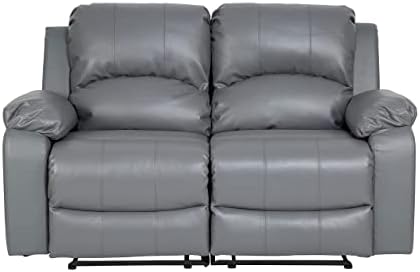 Black 2 Seater Recliner Sofa, Handcrafted in the UK, Sustainable Engineered Leather, Birchwood Frame - Modern Style Living Room Furniture - Free assembly Included