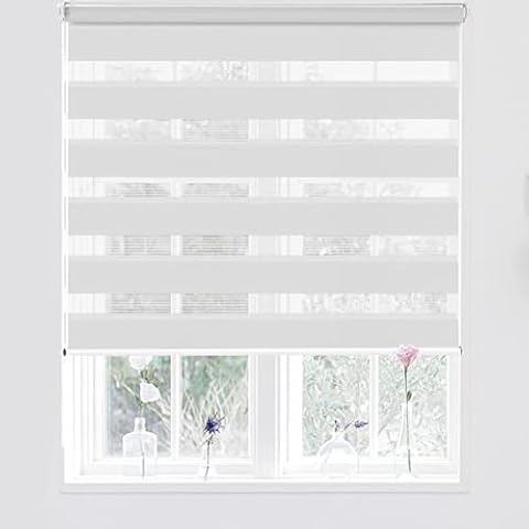 Day And Night Blinds 40x280cm No drilling & Easy-Fix,easy to Fit Window Roller Shades with accessories, for Windows and Doors White Cover