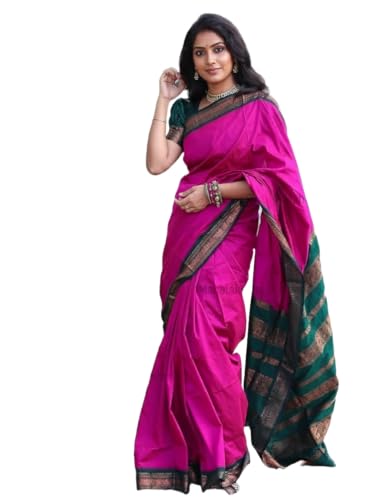 Image of Pure Kalyani Cotton Saree | Zari Border & Blouse Piece - Lata Gadwal Design | Traditional Saree