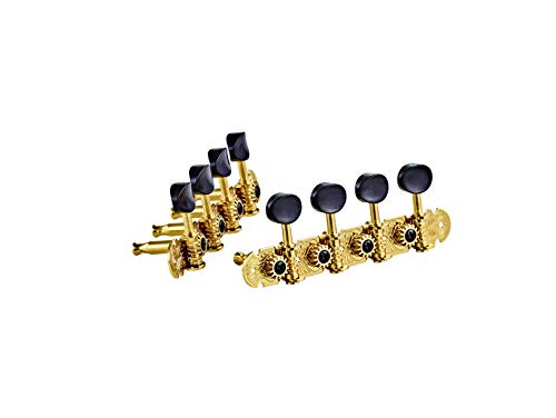ORTEGA GUITARS Mandolin OTMMADLX-GO Tuning Machine Head Set A-Style Deluxe Black Buttons Gold