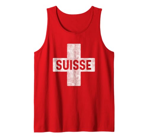 Vintage Suisse Flag Switzerland Souvenir Swiss Women Men Kid Tank Top