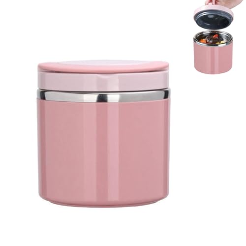 chiquieray Termo de acero inoxidable para alimentos, a prueba de fugas, fiambrera térmica, 1 L, recipiente térmico para alimentos, recipiente caliente con asa (rosa)