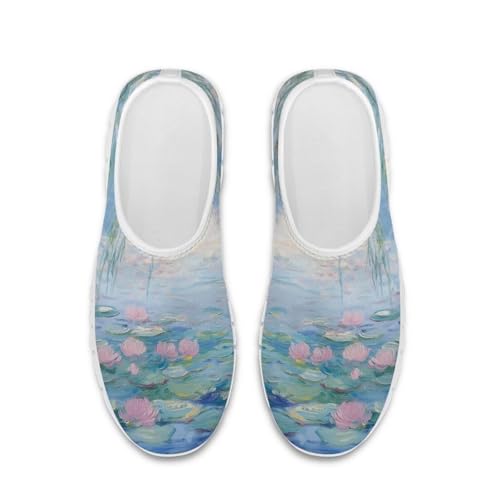 Image of Floral Sneakers for Women Colorful Art Shoes for Women Slip On Casual Work Shoes