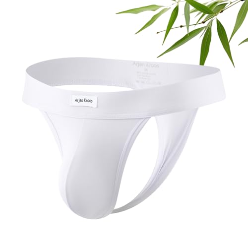 Arjen Kroos Mens Thong Bikini Underwear Thongs for Mens Lingerie Swimsuit Pouch Briefs White