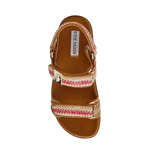 Steve Madden Women's Mona Sandal, Raffia Multi, 8