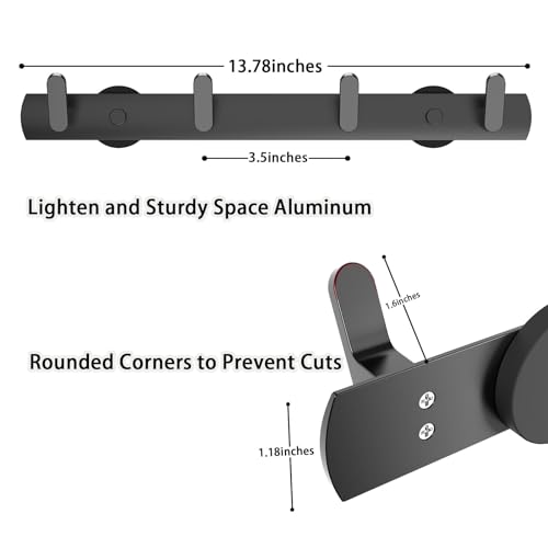 Sumlache Strong Magnetic Coat Hooks-4 Hooks Matte Black Magnetic Hanger Holder-Heavy Duty Magnetic Rack for Hanging Coat, Bag, Helmet, Backpack (4 Hooks) by Sumlache - Used condition - Image 2