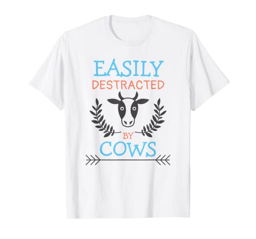 Fácilmente distraído por las vacas Funny Cow Farmer Men Farm Animal Camiseta