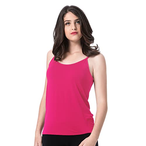 Ibeauti Womens Camisoles Tops with Built in Padded Bra Basic Breathable Tank Top (02 Apricot-Hot Pink, Medium) by Ibeauti - Image 3