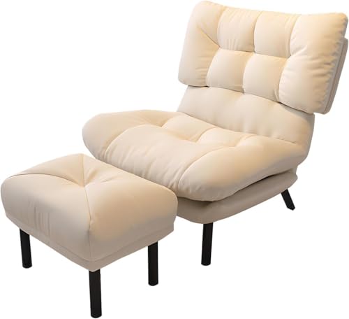 リクライニングチェア 一人掛ソファー 一人用 オットマン ソファ おしゃれ 座椅子 ソファーベッド クッション性 通気性 撥水加工 足置き付き 昼休み 一人暮らし 仮眠用 家庭用 (C,オットマン付き)