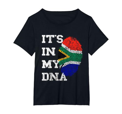 It is in Meiner DNA South Africa South Africa Fingerprint T-Shirt, Women's Plus, Black, 6X