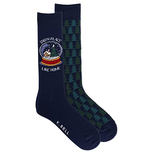 Chaussettes homme bleu marine K. Bell lot de 2 paires taille grande 45-48 motif hiver