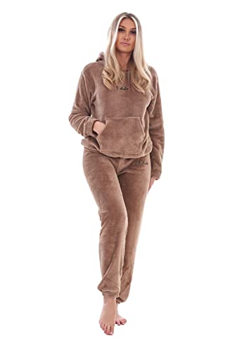 Image of SHAPERX Pajamas Set for Women With Hoodies Soft Comfy Fleece Pjs Pullover Pants Loose Plush Sleepwear Fuzzy Hoodies Loungewear for Winter Pack of 1