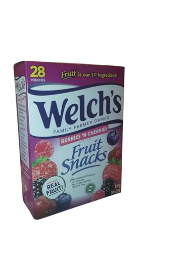 Welch’s Berries ‘N Cherries Fruit Snacks, 28 Pouches, Gluten Free, Real Fruit, 616g