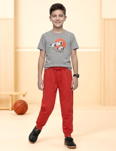 Image of Amazon Brand - Symbol Boys Cotton Rich Stretchable Knit Terry Track Pants Joggers | Age 2-14 Years