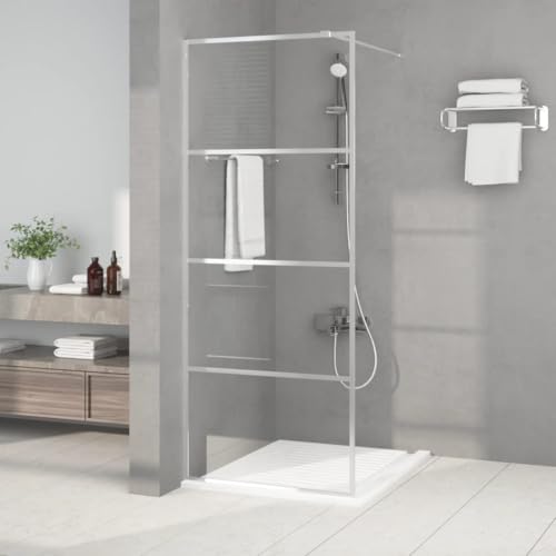 QUAHEAS Mampara de ducha Walk-In plata 80 x 195 cm vidrio templado transparente, cristal de seguridad de 5 mm con marco de aluminio, ajustable 79-80 cm de ancho, protección contra salpicaduras pared
