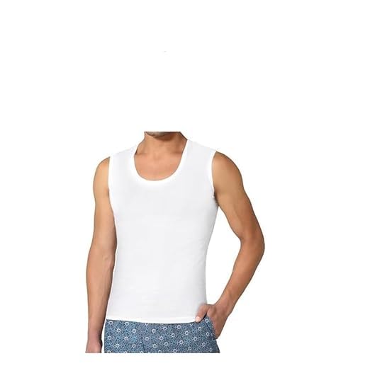 Image of GMR Men Cotton Broad Shoulder White Vest Sleeveless Pack of 5