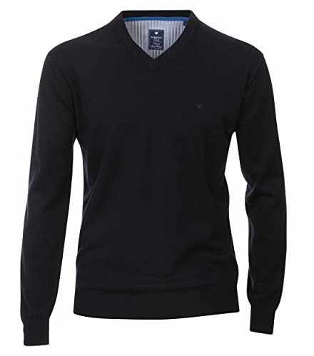 Pull col en V bleu nuit REDMOND en maille haut de gamme