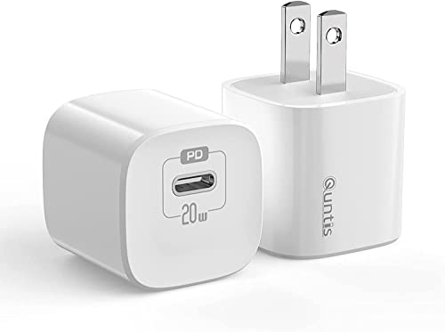 Quntis 20W PD Charger, 2-Pack USB C Wall Charger 20W Fast Charger with Plug Block Compatible with iPhone 13/13 Mini/13 Pro/13 Pro Max/12/11/SE/XS/XR, iPad Pro/Airpod Pro/Pixel 3/4/5,Galaxy S10/S9,LG