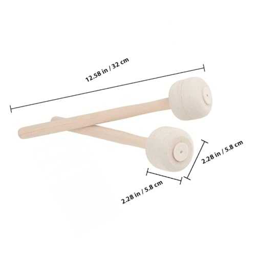VICASKY 2 piezas de baquetas para bombo con mango ergonómico de madera y punta de fieltro, para práctica y actuación en percusión miniatura 2
