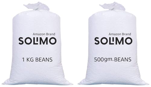 Image of Amazon Brand - Solimo Beans Refill Pack Fillers for Bean Bag 1kg - White Beans Refill Pack Fillers for Bean Bag 500 Grams - White