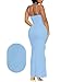 HOCILLE Women's Sexy V Neck Floral Lace Wedding Bodycon Spaghetti Strap Elegant Ruffle Maxi Cocktail Party Dresses, X-Small, Baby Blue