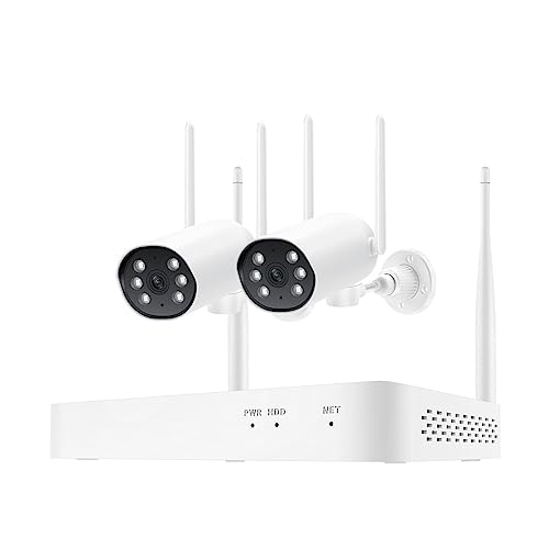 Videoüberwachungsset 3MP Drahtloses CCTV-System 8CH Tuya Smart NVR IP66 Wasserdichtes Zwei-Wege-Kamera-Sicherheitssystem Videoüberwachungsset (Color : 1 NVR 2PCS Camera, Size : 1 UK)