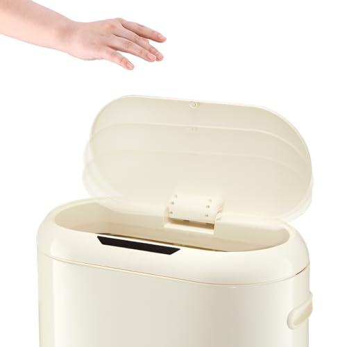 Bote de basura automático con sensor de 13 galones beige miniatura 7