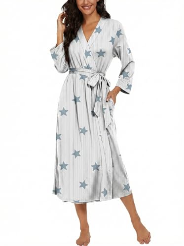 Image of VINTATRE Women Robes Long Knit Bathrobe Lightweight Soft Bath Robe with Pockets