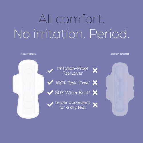 Image of Flawsome L Size Sanitary Pads for GIrls and Women | Rash Free Pad | Ultra Soft Pads | 100% Organic Cotton | (Pack of 10-L)