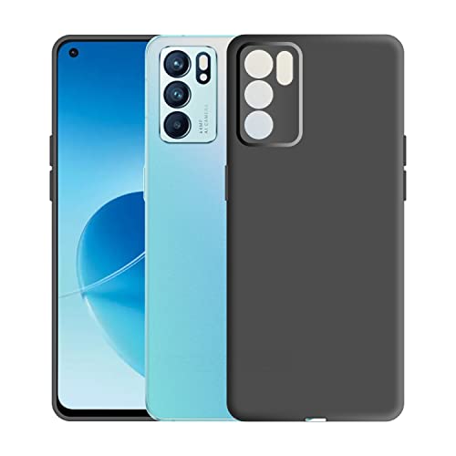 Image of Case Creation Liquid TPU Silicone Cover for Oppo Reno 6 Pro Soft Case,Anti-Dirty Slim Case Frosted Matte Cute Candy TPU Raised Bezel (Splash of Color) Back Case Cover for Oppo Reno 6 Pro -Black