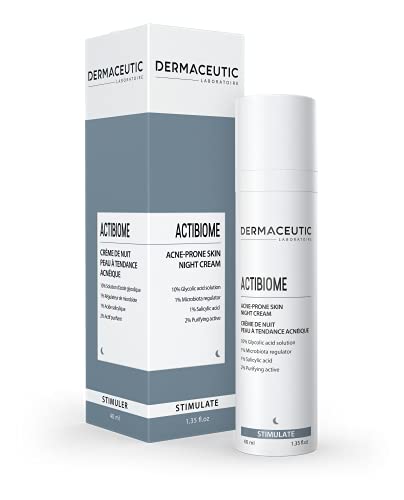 Dermaceutic Actibiome - Crema de noche para piel propensa al acné Dermaceutic con solución de ácido glicólico, regulador de microbiota, ácido salicílico y principio activo purificante - 40 ml