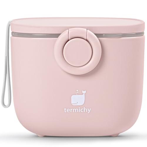 Image of Termichy Baby Formula Dispenser, Portable Milk Powder Dispenser Container with Carry Handle and Scoop for Travel Outdoor Activities with Baby Infant, 8.8OZ, 0.55LB, 250g,500ml (Full Lightpink)