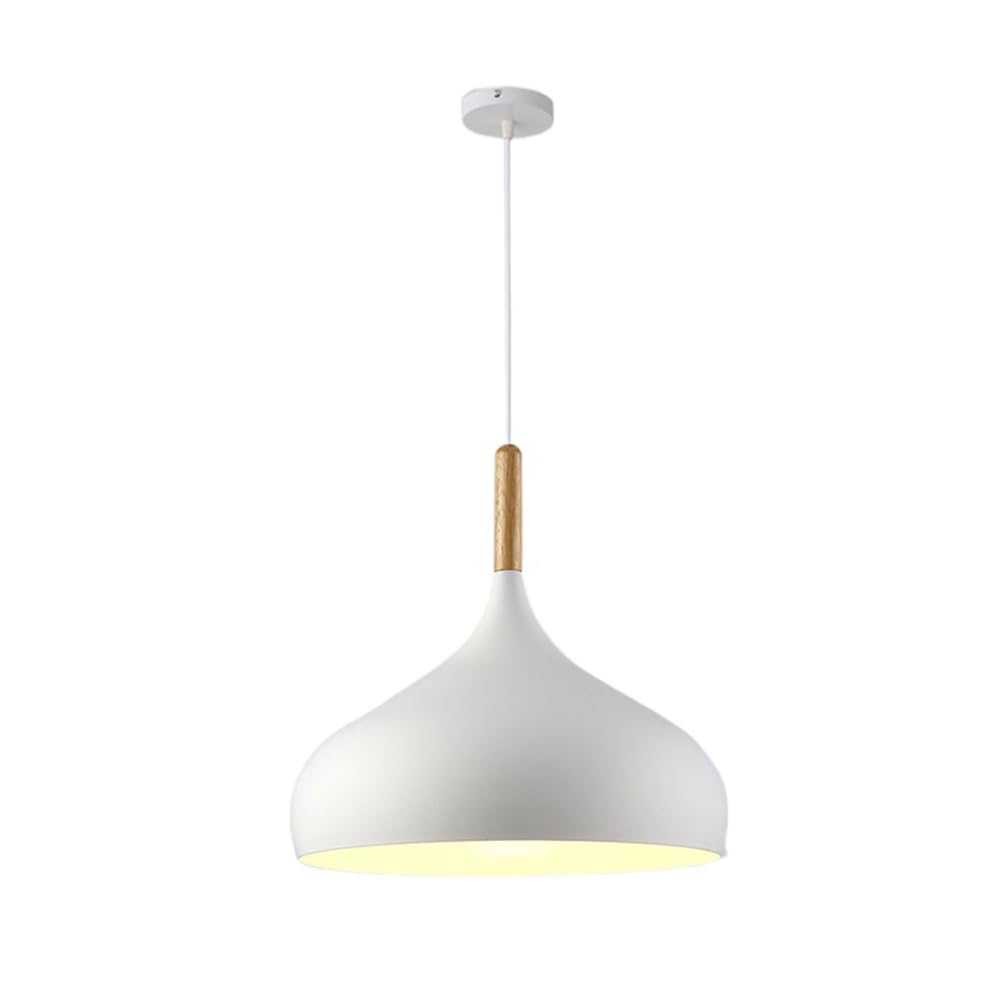 Suspension industrielle bois blanche pour ilot de cuisine et bureau design
